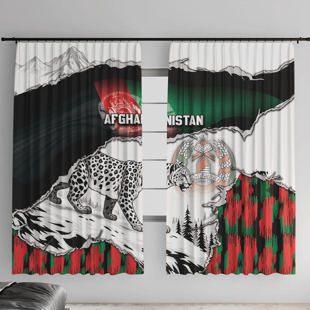 Afghanistan Window Curtain Snow Leopard With Flag Ripped Style