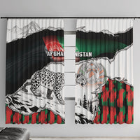 Afghanistan Window Curtain Snow Leopard With Flag Ripped Style