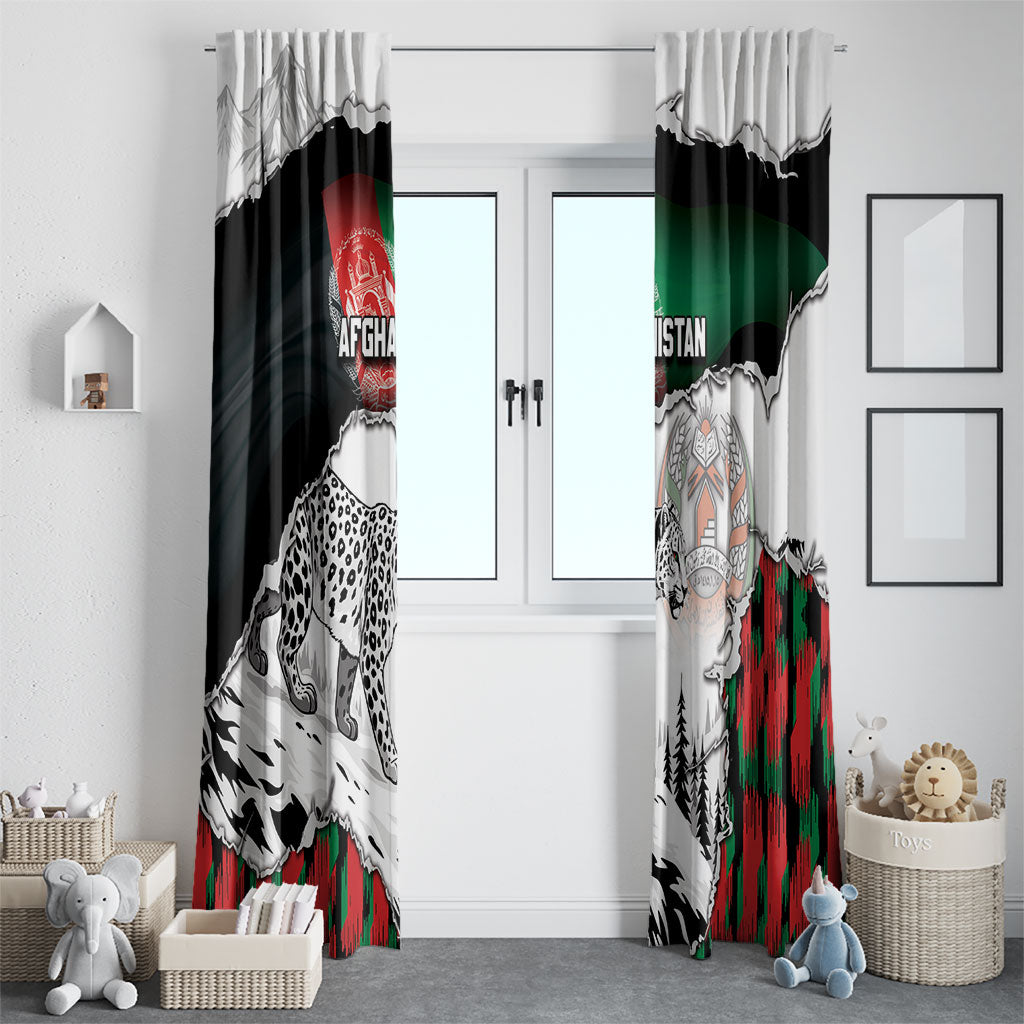 Afghanistan Window Curtain Snow Leopard With Flag Ripped Style