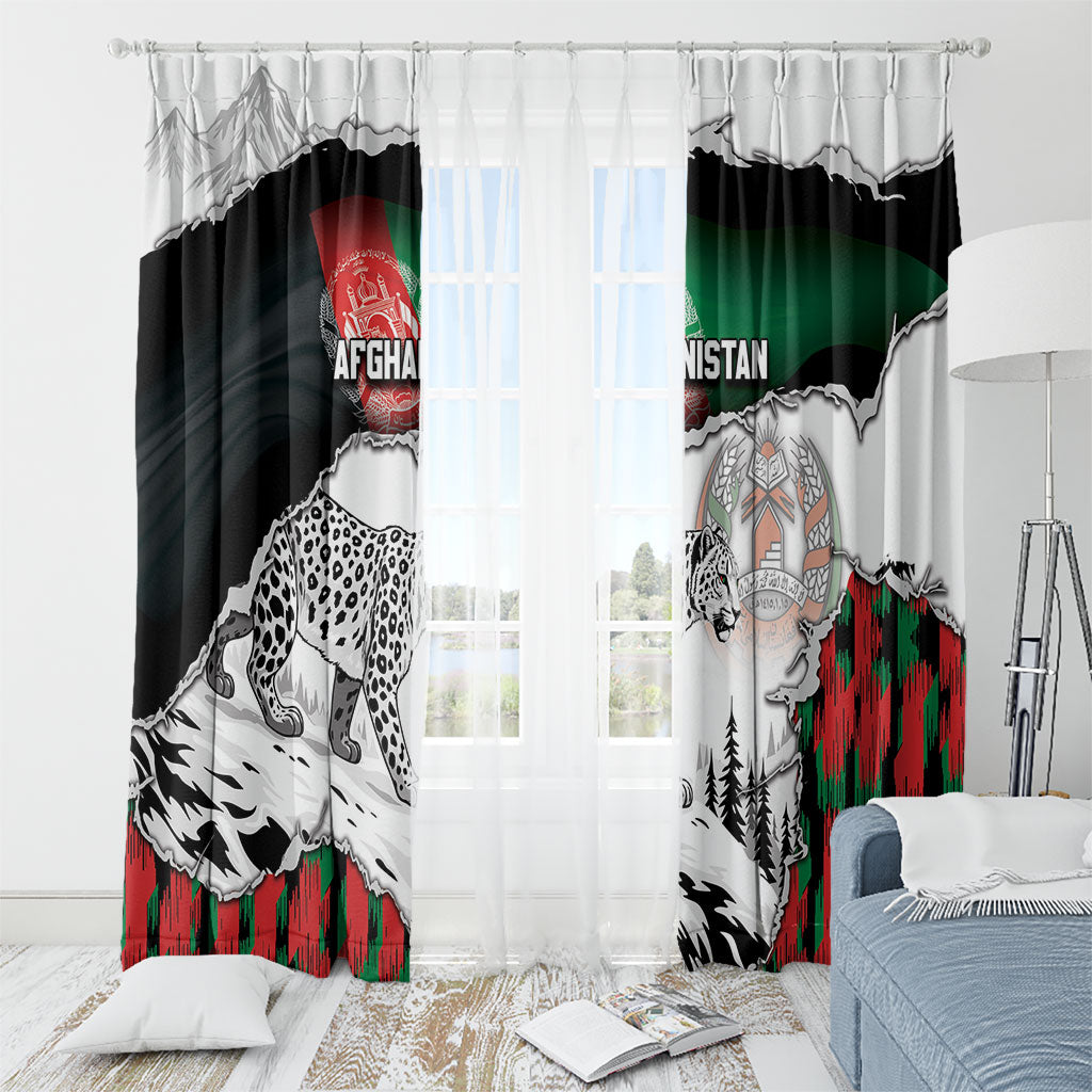 Afghanistan Window Curtain Snow Leopard With Flag Ripped Style