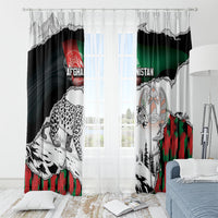 Afghanistan Window Curtain Snow Leopard With Flag Ripped Style