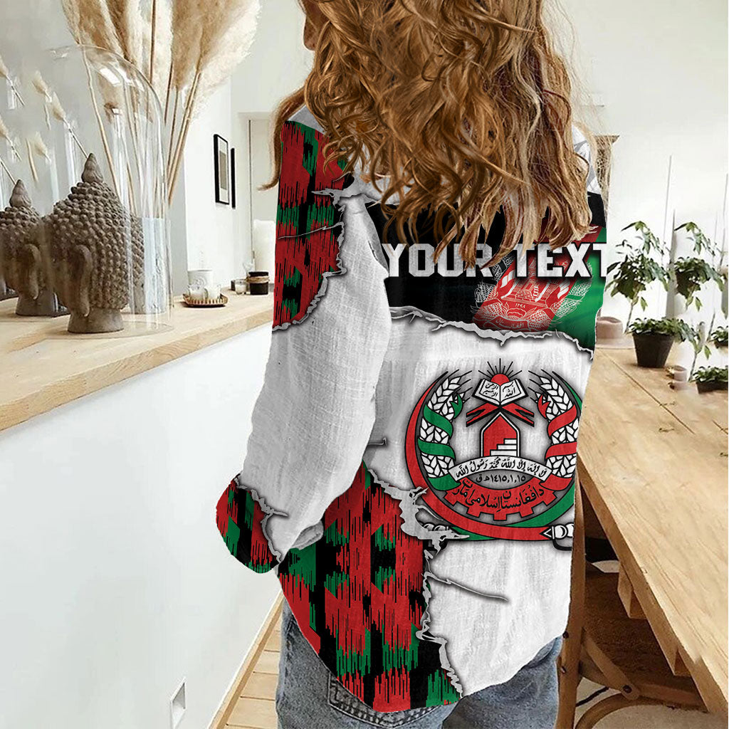 Personalized Afghanistan Women Casual Shirt Snow Leopard With Flag Ripped Style