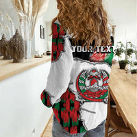 Personalized Afghanistan Women Casual Shirt Snow Leopard With Flag Ripped Style