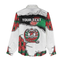 Personalized Afghanistan Women Casual Shirt Snow Leopard With Flag Ripped Style