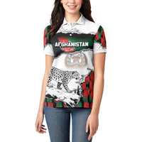 Personalized Afghanistan Women Polo Shirt Snow Leopard With Flag Ripped Style