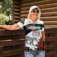 Personalized Afghanistan Women Polo Shirt Snow Leopard With Flag Ripped Style