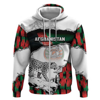 Personalized Afghanistan Zip Hoodie Snow Leopard With Flag Ripped Style