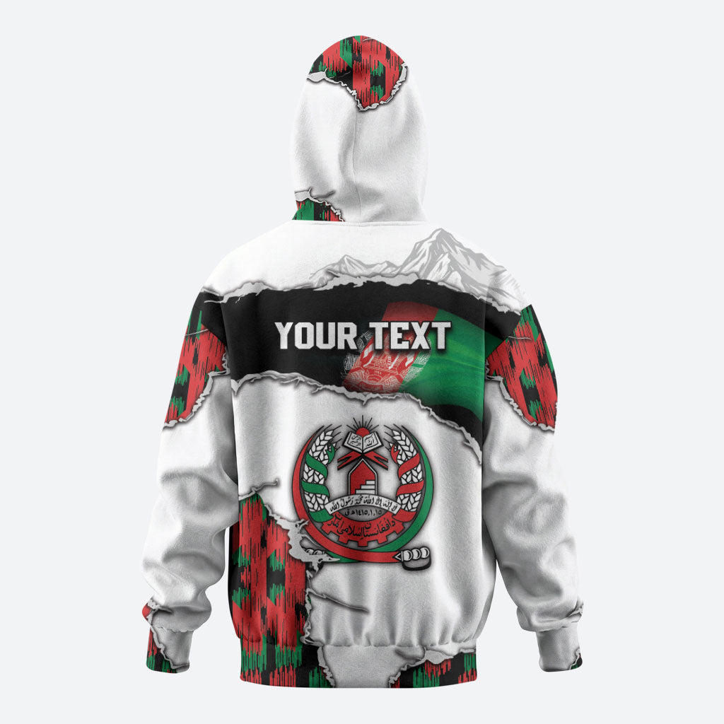Personalized Afghanistan Zip Hoodie Snow Leopard With Flag Ripped Style