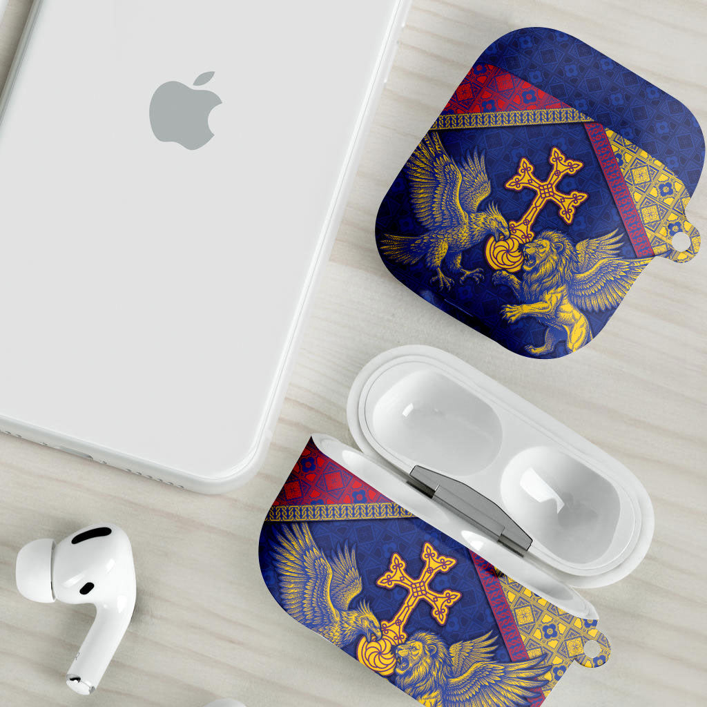 Armenia AirPods Case Golden Eagle And Lion Khachkar