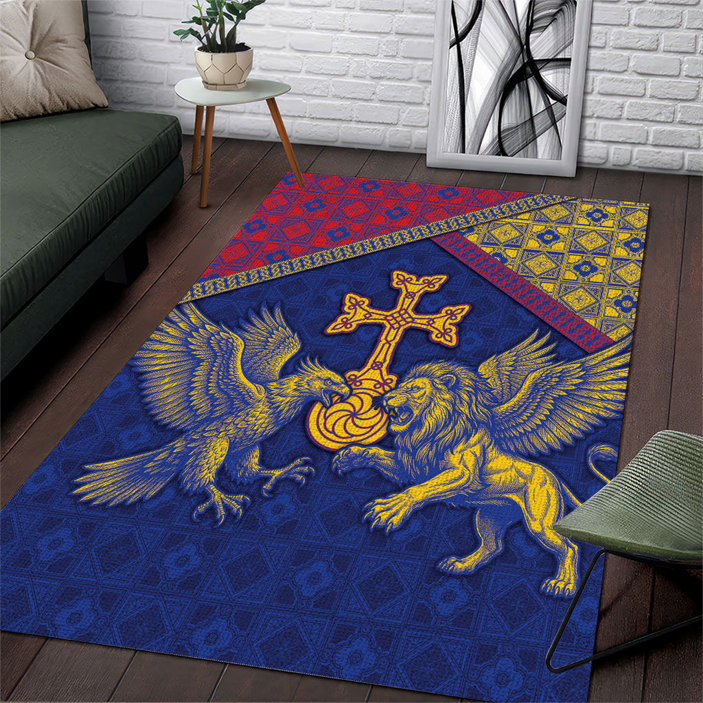 Armenia Area Rug Golden Eagle And Lion Khachkar