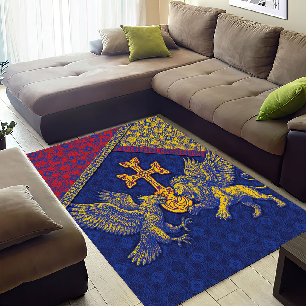 Armenia Area Rug Golden Eagle And Lion Khachkar