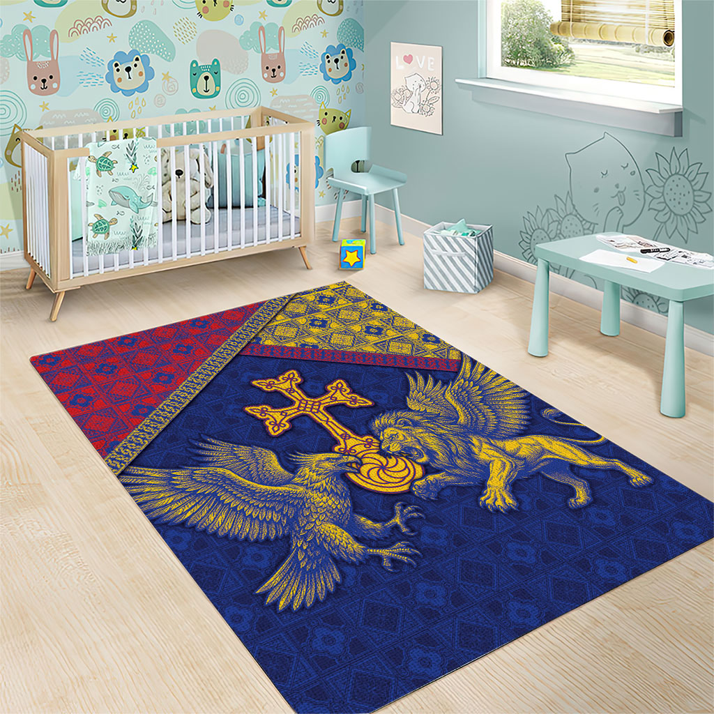 Armenia Area Rug Golden Eagle And Lion Khachkar