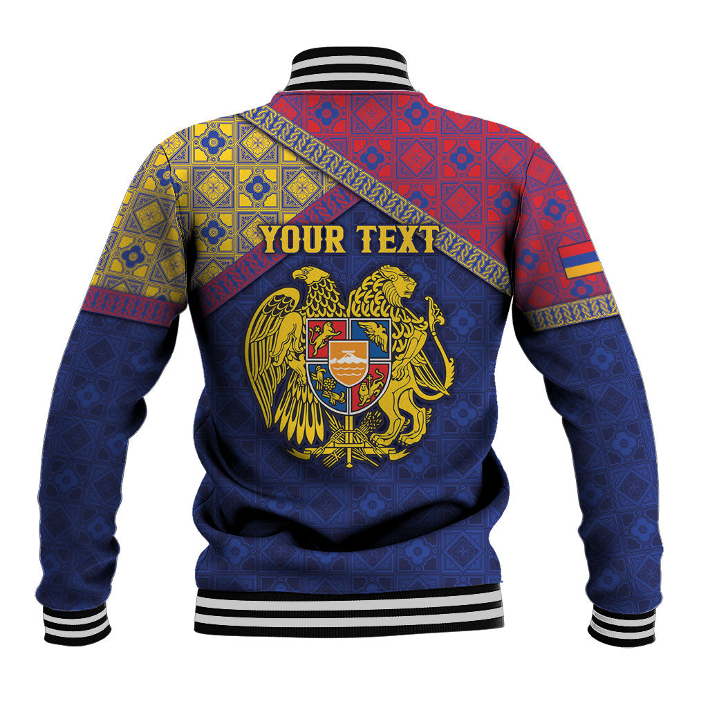 Personalized Armenia Baseball Jacket Golden Eagle And Lion Khachkar