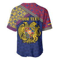 Personalized Armenia Baseball Jersey Golden Eagle And Lion Khachkar