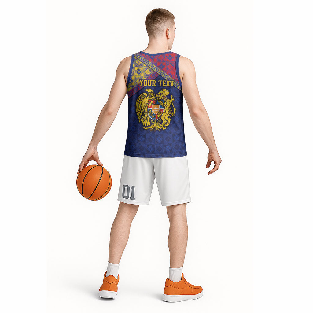 Personalized Armenia Basketball Jersey Golden Eagle And Lion Khachkar