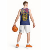 Personalized Armenia Basketball Jersey Golden Eagle And Lion Khachkar