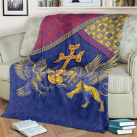 Armenia Blanket Golden Eagle And Lion Khachkar