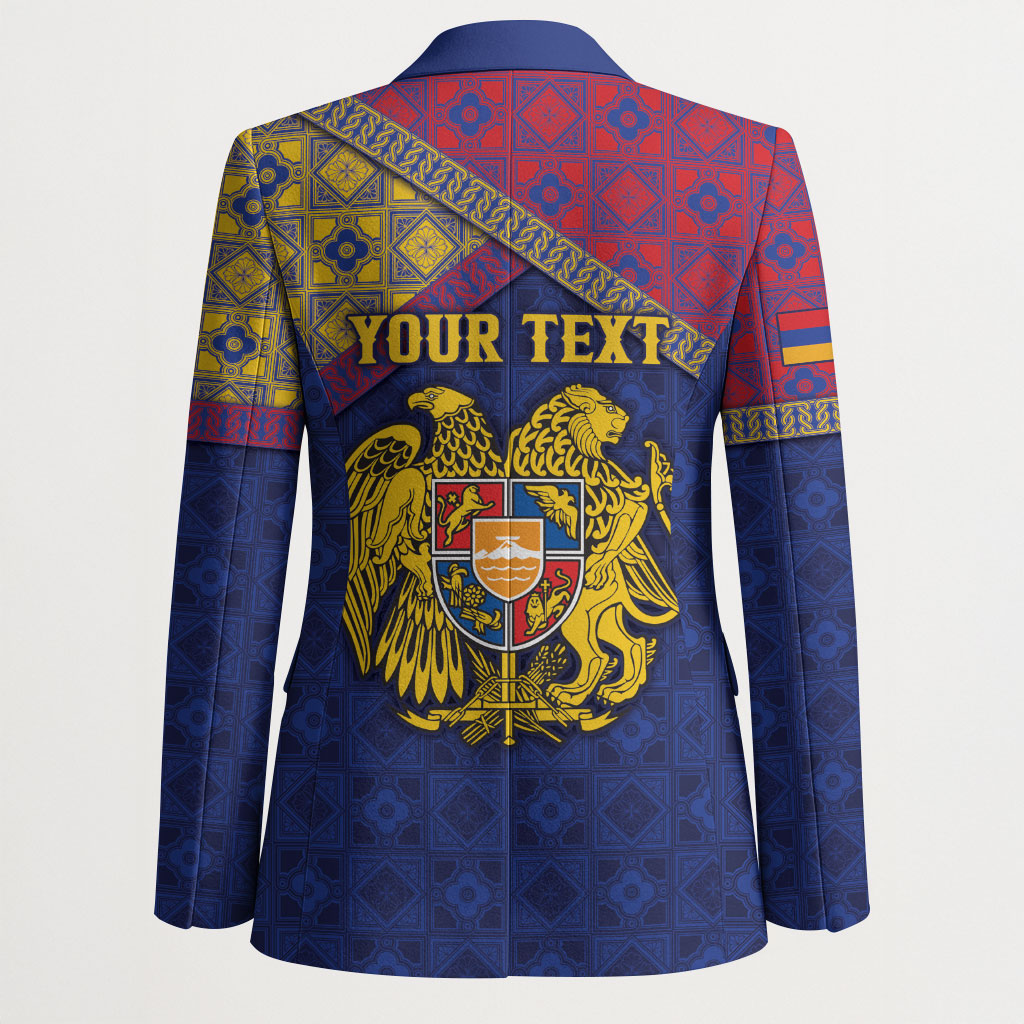 Personalized Armenia Blazer Golden Eagle And Lion Khachkar