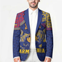 Personalized Armenia Blazer Golden Eagle And Lion Khachkar