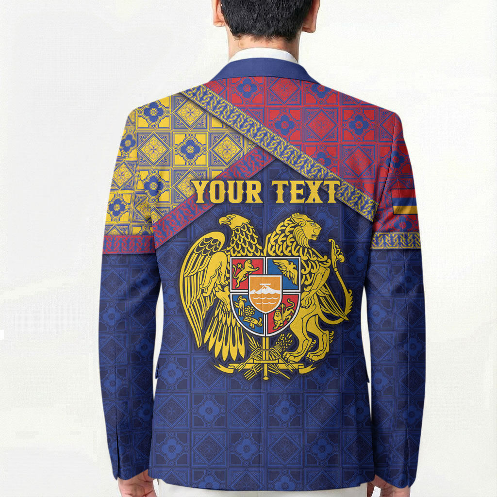 Personalized Armenia Blazer Golden Eagle And Lion Khachkar