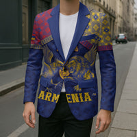 Personalized Armenia Blazer Golden Eagle And Lion Khachkar