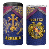 Personalized Armenia 4 in 1 Can Cooler Tumbler Golden Eagle And Lion Khachkar