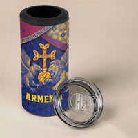 Personalized Armenia 4 in 1 Can Cooler Tumbler Golden Eagle And Lion Khachkar