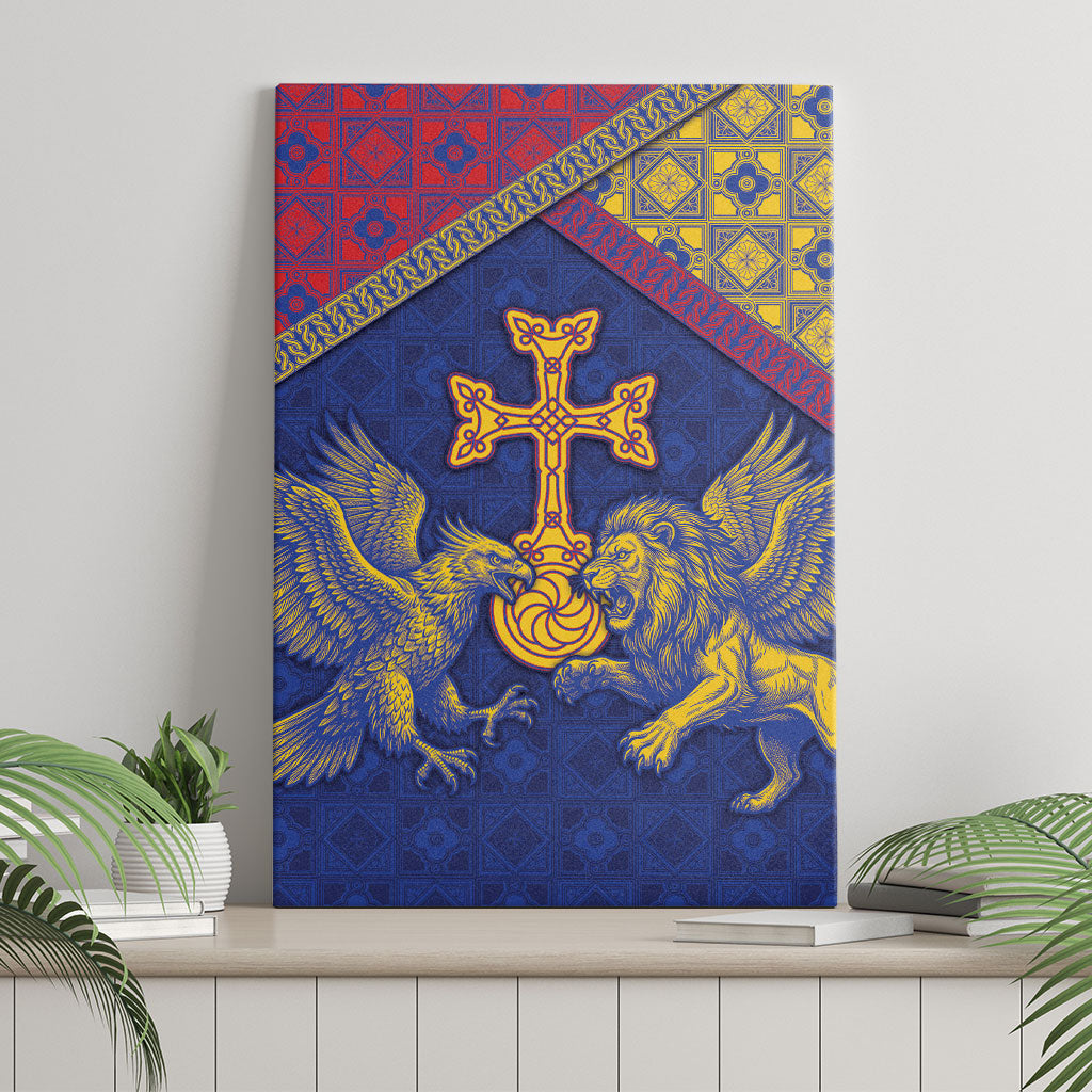 Armenia Canvas Wall Art Golden Eagle And Lion Khachkar