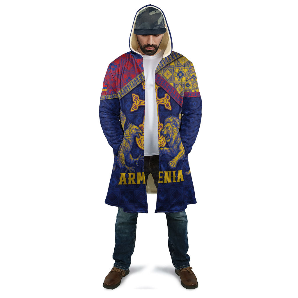 Personalized Armenia Cloak Golden Eagle And Lion Khachkar