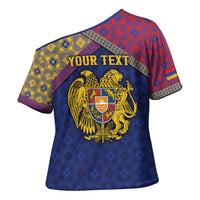 Personalized Armenia Cross Shoulder Shirt Golden Eagle And Lion Khachkar