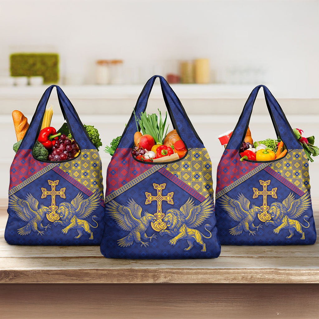 Armenia Grocery Bag Golden Eagle And Lion Khachkar