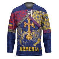 Personalized Armenia Hockey Jersey Golden Eagle And Lion Khachkar