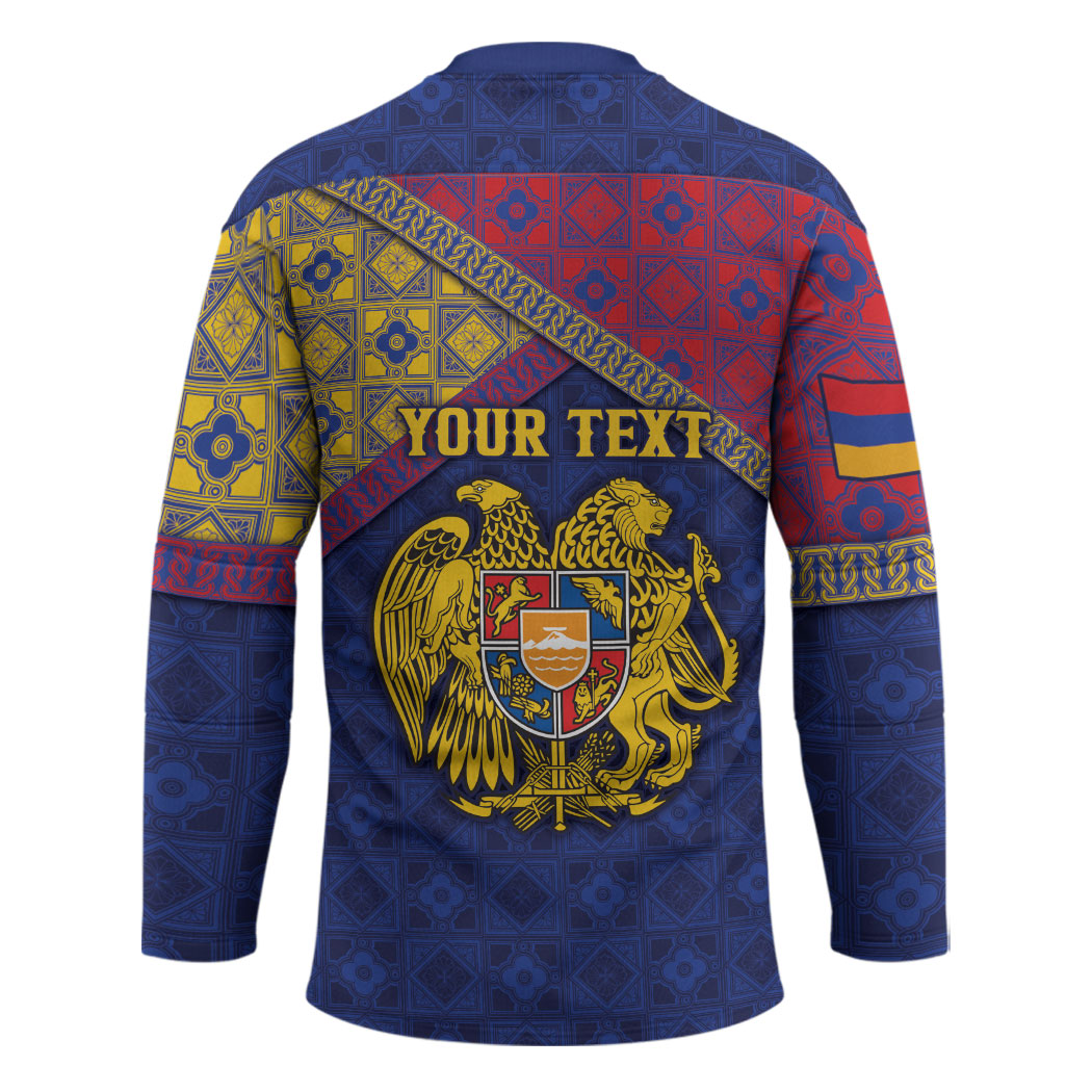 Personalized Armenia Hockey Jersey Golden Eagle And Lion Khachkar
