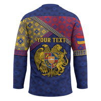 Personalized Armenia Hockey Jersey Golden Eagle And Lion Khachkar