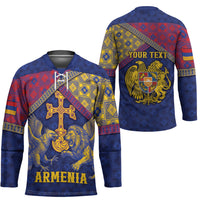 Personalized Armenia Hockey Jersey Golden Eagle And Lion Khachkar