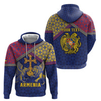 Personalized Armenia Hoodie Golden Eagle And Lion Khachkar
