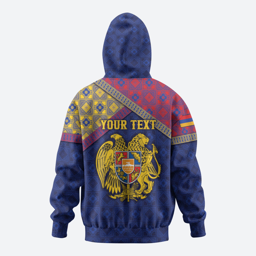 Personalized Armenia Hoodie Golden Eagle And Lion Khachkar