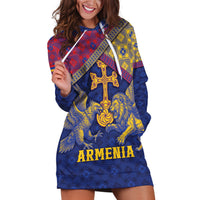 Personalized Armenia Hoodie Dress Golden Eagle And Lion Khachkar