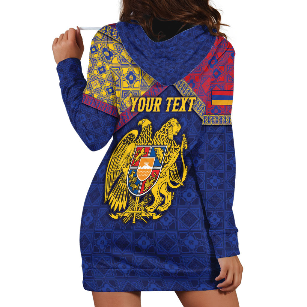 Personalized Armenia Hoodie Dress Golden Eagle And Lion Khachkar