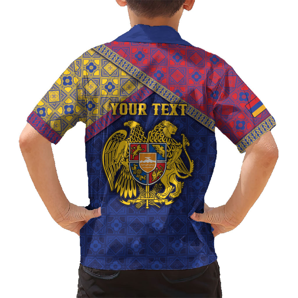 Personalized Armenia Kid Hawaiian Shirt Golden Eagle And Lion Khachkar