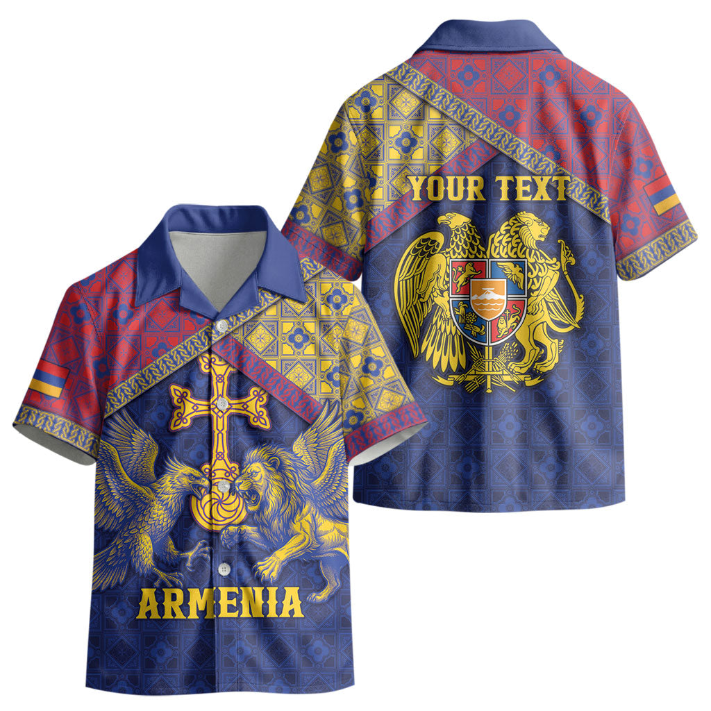 Personalized Armenia Kid Hawaiian Shirt Golden Eagle And Lion Khachkar DT05