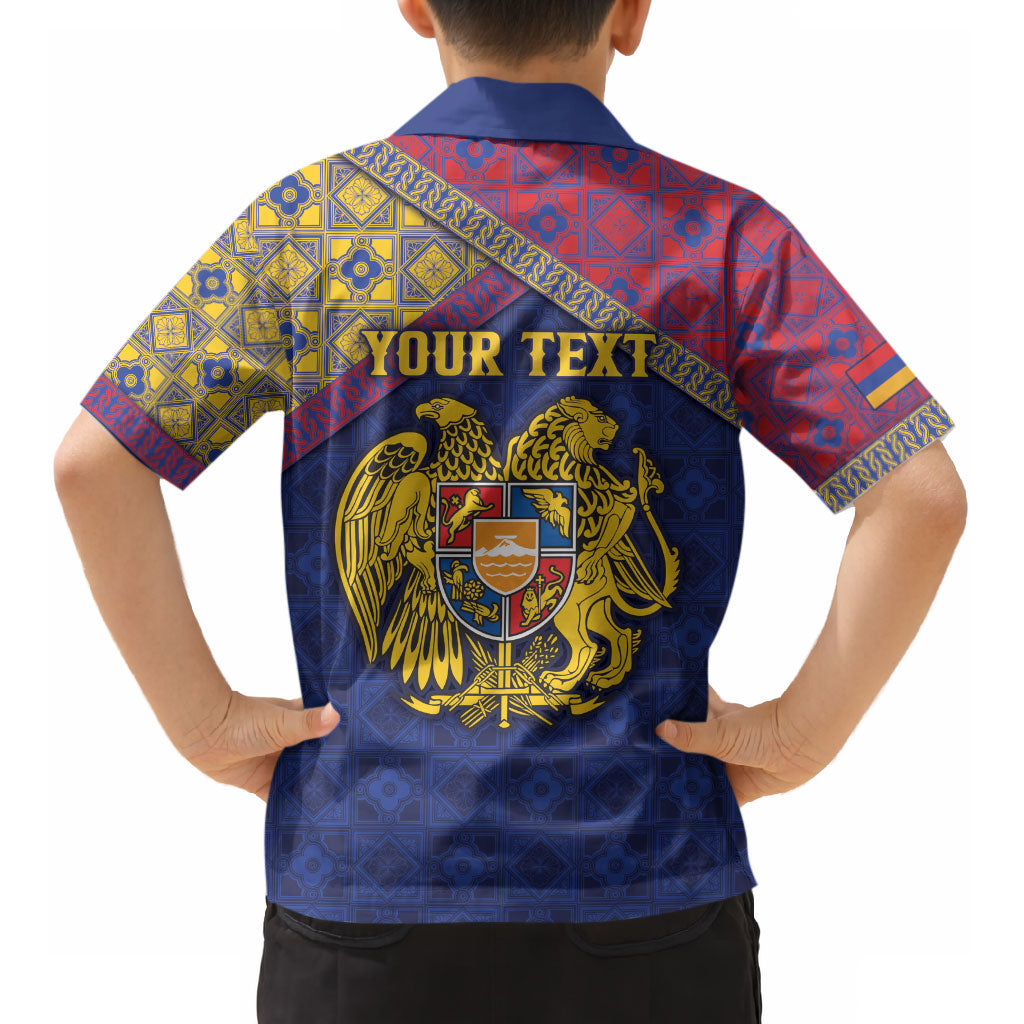 Personalized Armenia Kid Hawaiian Shirt Golden Eagle And Lion Khachkar DT05