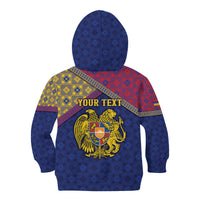Personalized Armenia Kid Hoodie Golden Eagle And Lion Khachkar