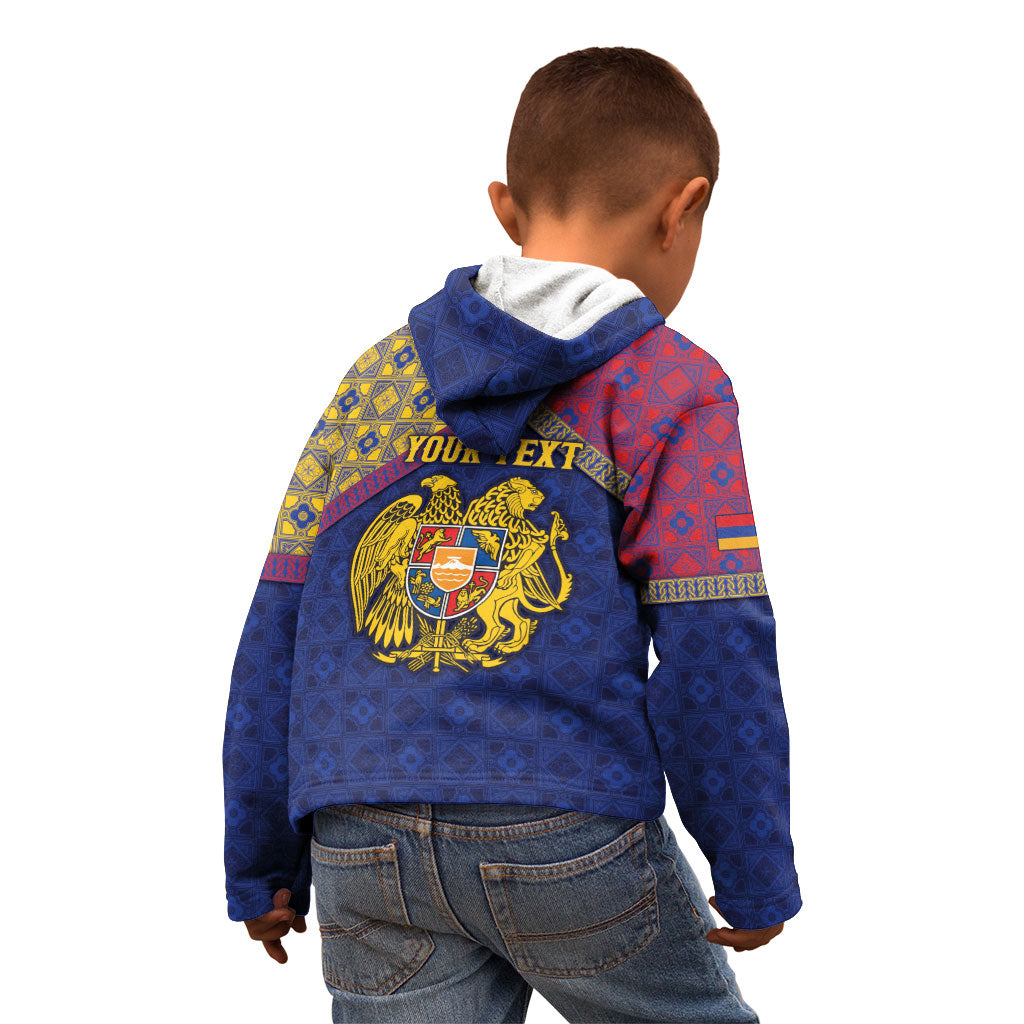 Personalized Armenia Kid Hoodie Golden Eagle And Lion Khachkar