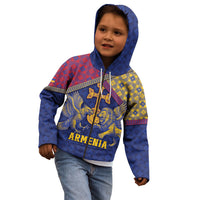 Personalized Armenia Kid Hoodie Golden Eagle And Lion Khachkar