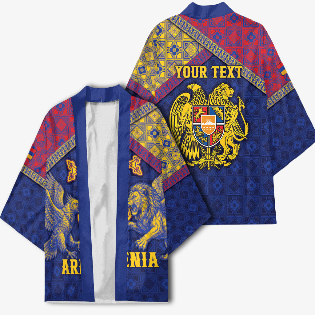 Personalized Armenia Kimono Golden Eagle And Lion Khachkar