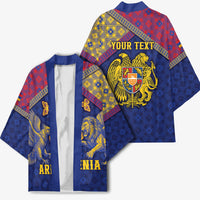 Personalized Armenia Kimono Golden Eagle And Lion Khachkar