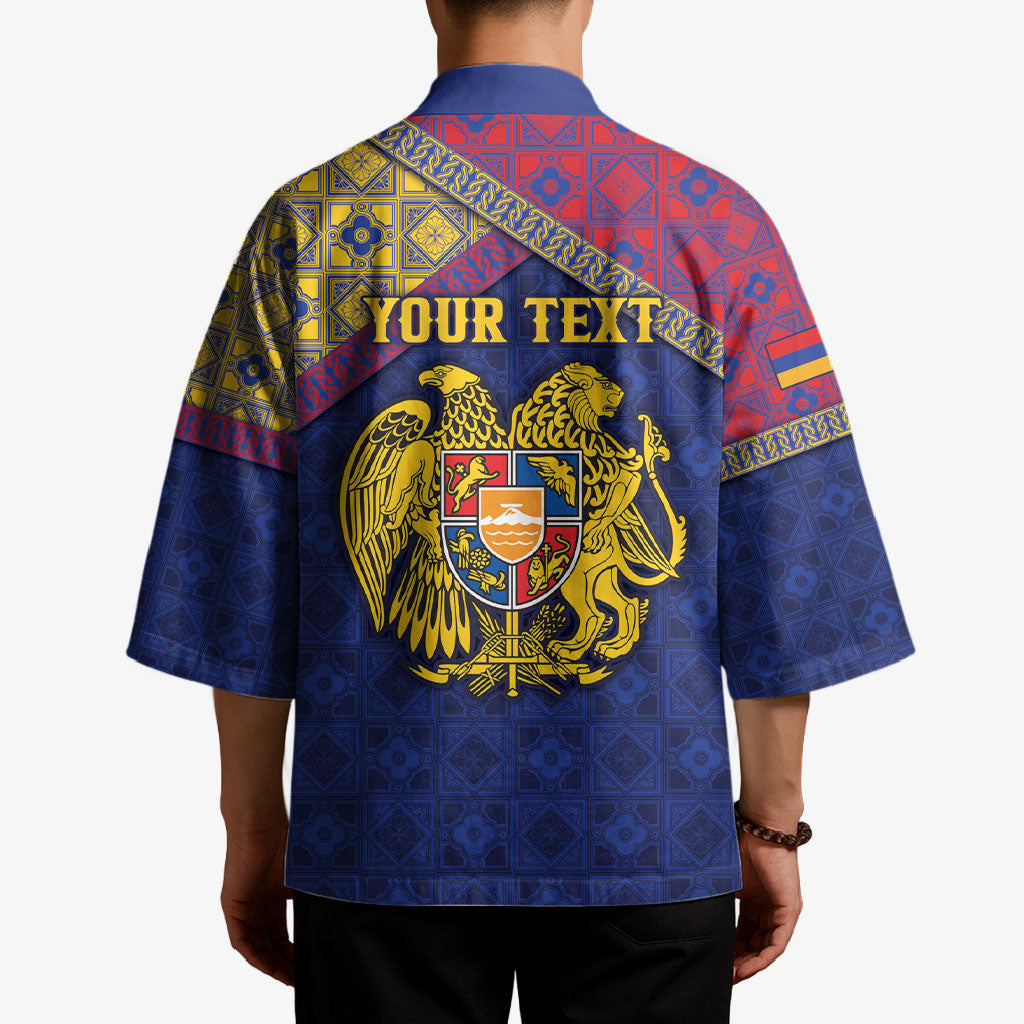 Personalized Armenia Kimono Golden Eagle And Lion Khachkar