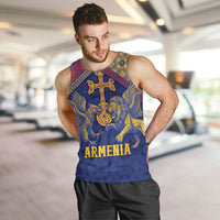 Personalized Armenia Men Tank Top Golden Eagle And Lion Khachkar