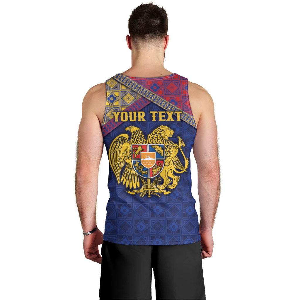 Personalized Armenia Men Tank Top Golden Eagle And Lion Khachkar